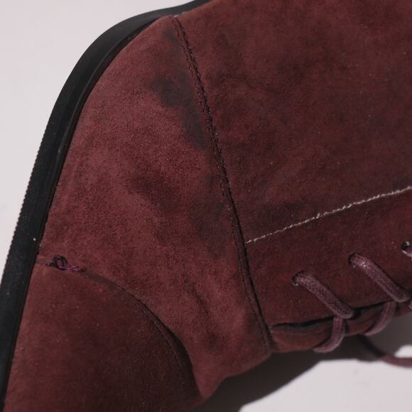 Vintage 90s Wine Suede Leather Lace Up Heel  OXFORDS - Picture 7 of 8